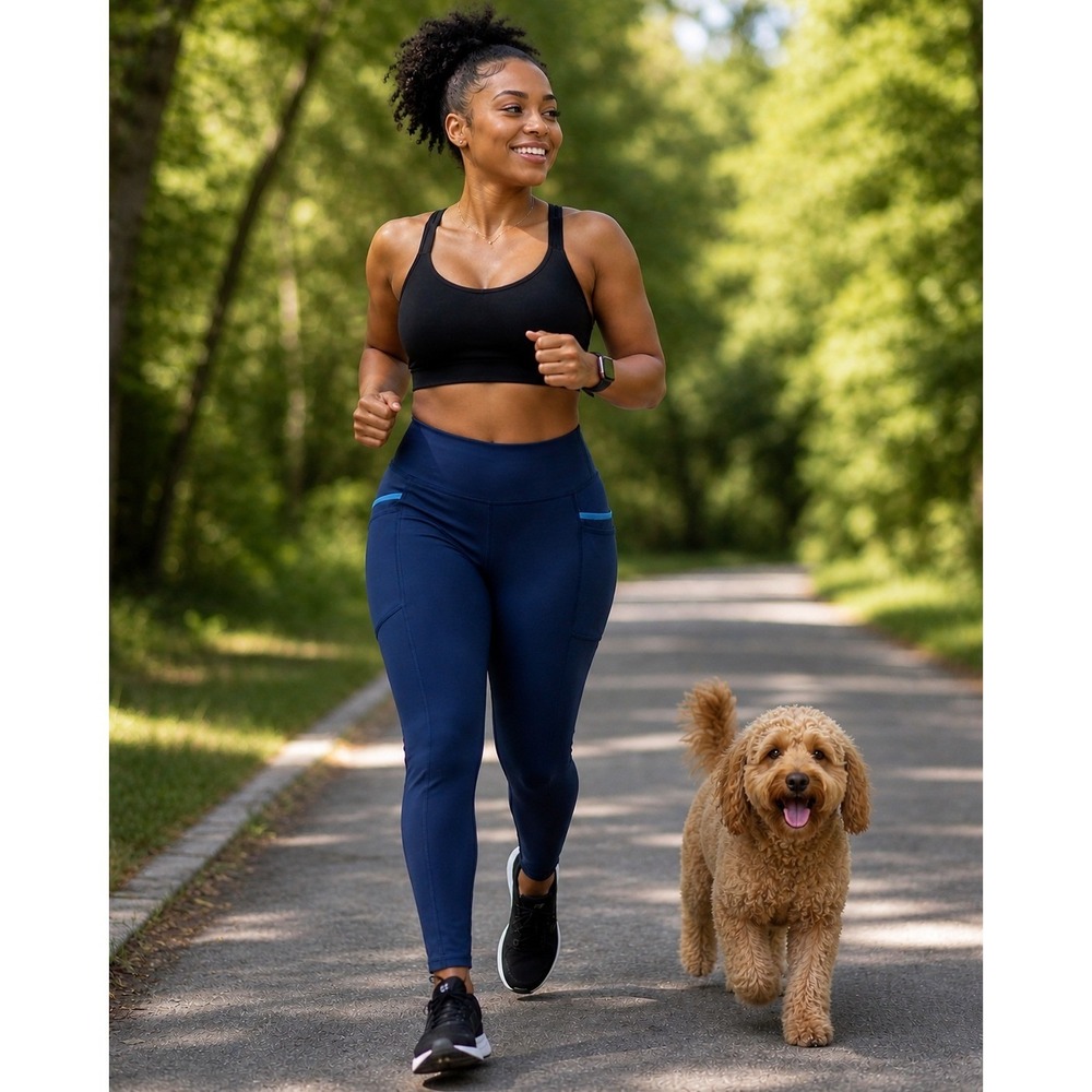 LegEnd Active Navy Blue High Waisted‎ Athletic Leggings with Pockets Size M